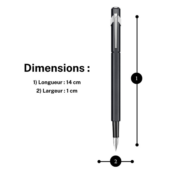 Stylo plume - Noir - Métal - Plume moyenne - Rechargeable - Caran d'Ache - 849