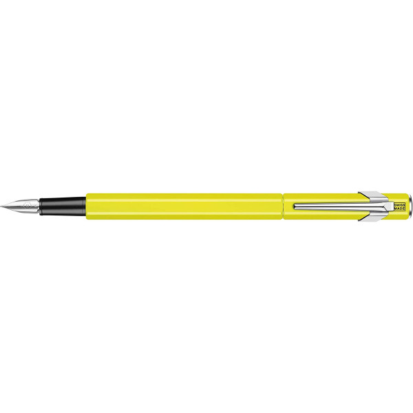 photo-Stylo plume - Jaune fluo - Métal - Plume moyenne - Rechargeable - Carand'Ache - 849