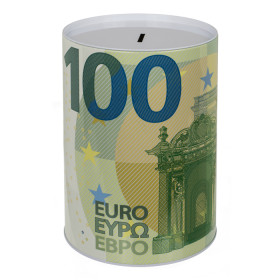 photo-Grande tirelire - Métal - Pour pièces - XXL - Motif billet de 100€