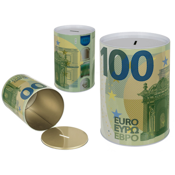 Grande tirelire - Métal - Pour pièces - XXL - Motif billet de 100€