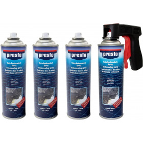 4 bombes de protection bas de caisse - 500 ml - Presto + pistolet professionnel pour bombe de peinture