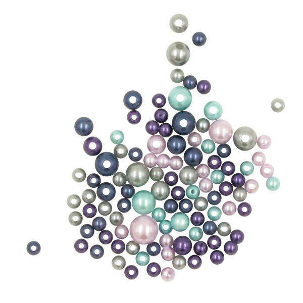 Perles nacrées - Violet - Bleu - Argent - Bijoux bracelets colliers - 550 perles
