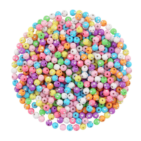 photo-Perles - Avec strass - Rondes - Assortiments de couleurs - Bijoux bracelets colliers