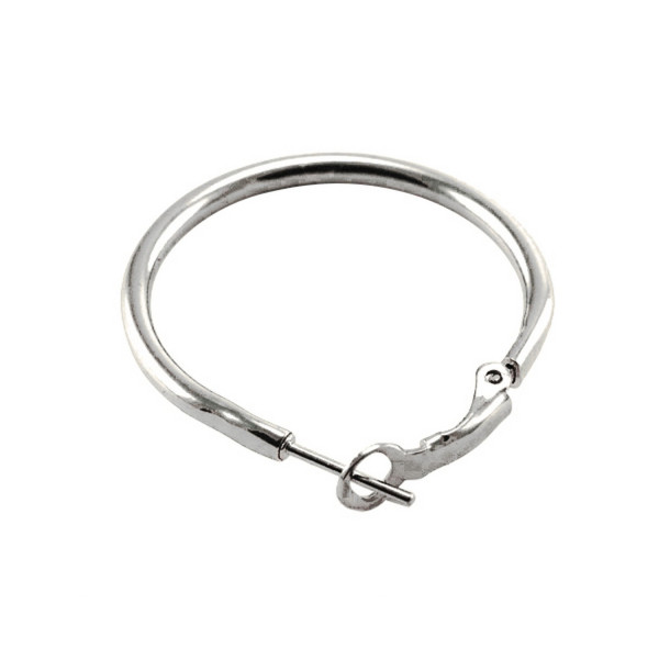 photo-Boucles d'oreilles - Rondes - Créoles - Argentées - Diamètre 32 mm - 4 pièces