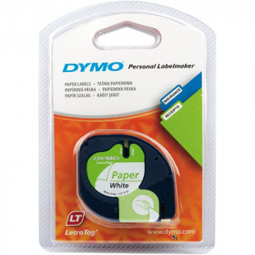 Ruban Dymo Letratag 12Mmx4M Papier Noir Sur Blanc pas cher