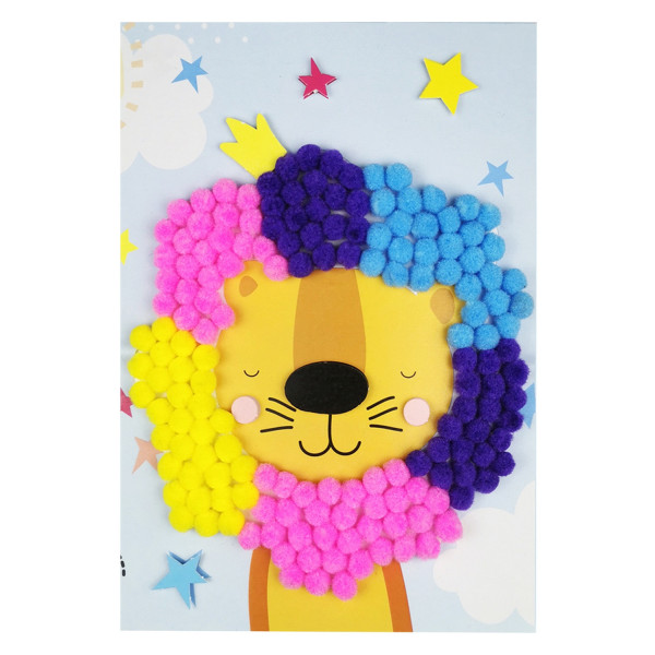 photo-Tableau en pompons - Activité pour enfant - Lion