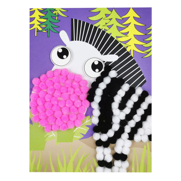 photo-Tableau en pompons - Activité pour enfant - Zèbre