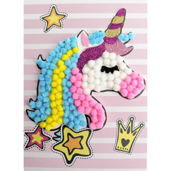 photo-Tableau en pompons - Activité pour enfant - Licorne