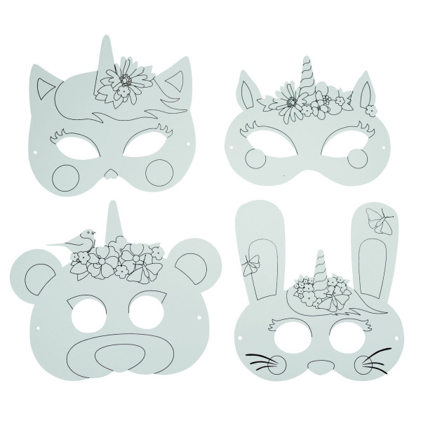 Masques à colorier - Licorne - Pour le carnaval - Déguisement - CTOP