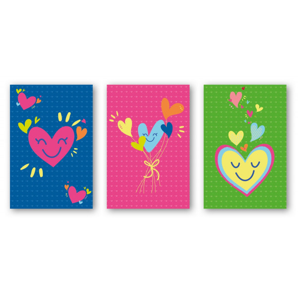 Cartes à colorier - Cartes noires à gratter - Cœurs - 3 modèles - 10 x 15 cm