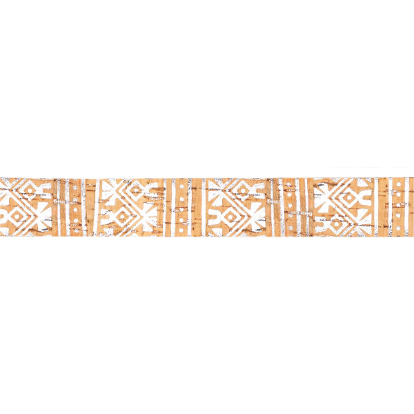 photo-Ruban décoratif - Liège - Motifs argentés - Rouleau de 2m x 2,5 cm - Loisirs créatifs