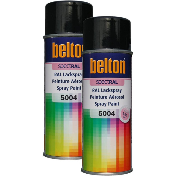 photo-2 bombes de peinture Belton Spectral RAL5004 bleu noir 400ml