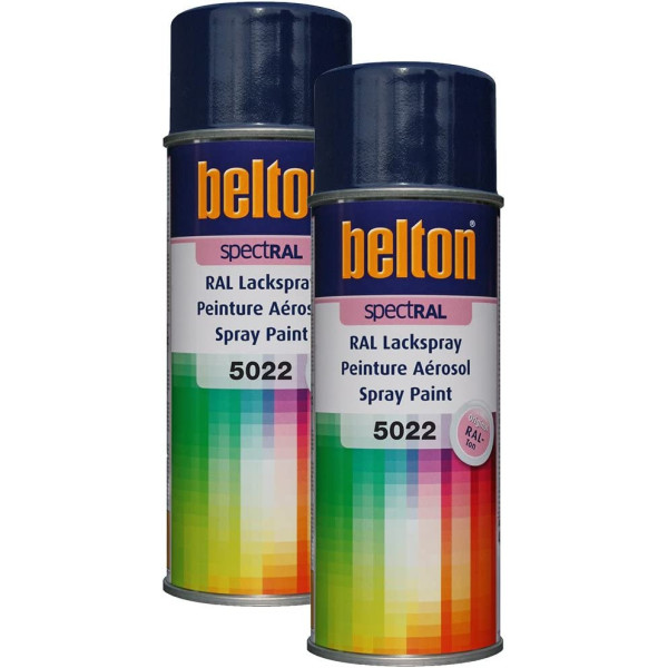 photo-2 bombes de peinture Belton Spectral RAL5022 bleu nuit 400ml