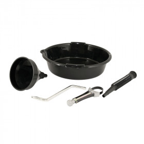 photo-Kit de vidange - Bassine - Clé à vidange - Clé à filtre à ruban - Entonnoire