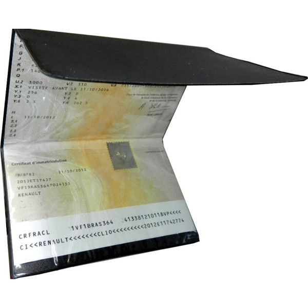 Etui pour carte grise - 3 volets - 130 x 260 mm - PVC - Noir