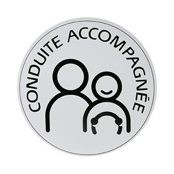 photo-Autocollant conduite accompagnée - Ne colle pas - Electrostatique - 15 cm diamètre