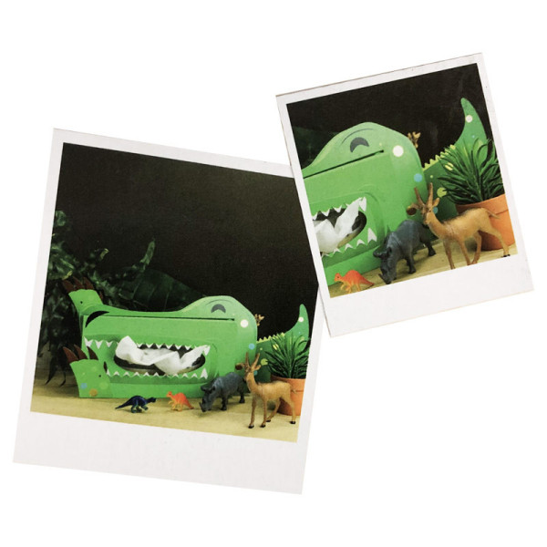 Kit pour décorer une boîte à mouchoirs - Dinosaure - 7 pièces en carton