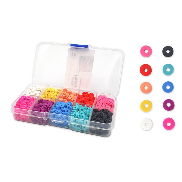 photo-Perles - Heishi - Couleurs vives - Assortiment - Bijoux bracelets colliers