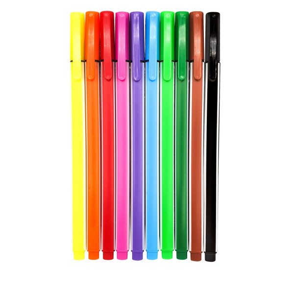 photo-Feutres de coloriage - Pointe fine - 8mm diamètre - Pochette de 10 feutres