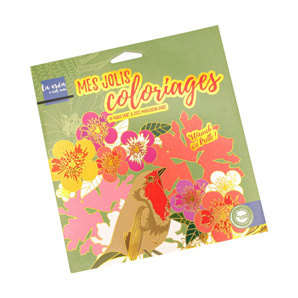 Coloriage - Adulte - Enfant - Fleurs - Nature - Impression dorée - Carnet