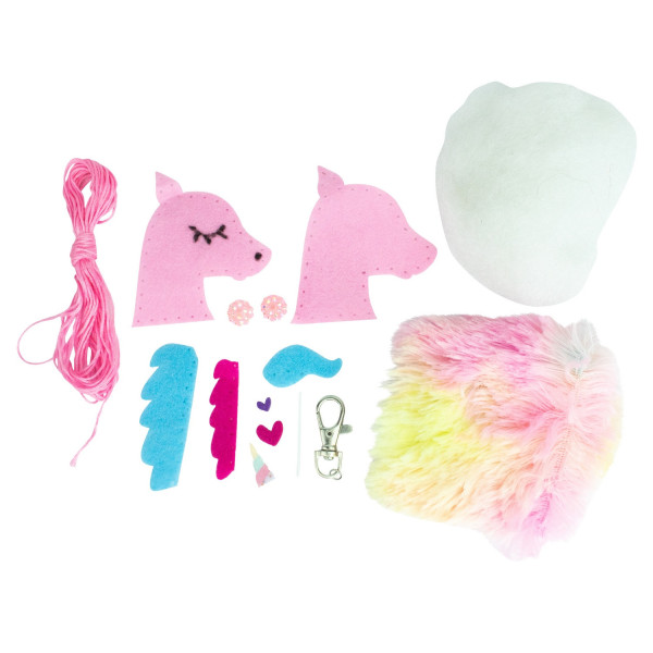 Kit loisirs créatifs - Porte-clés - Fausse fourrure - Licorne - CTOP