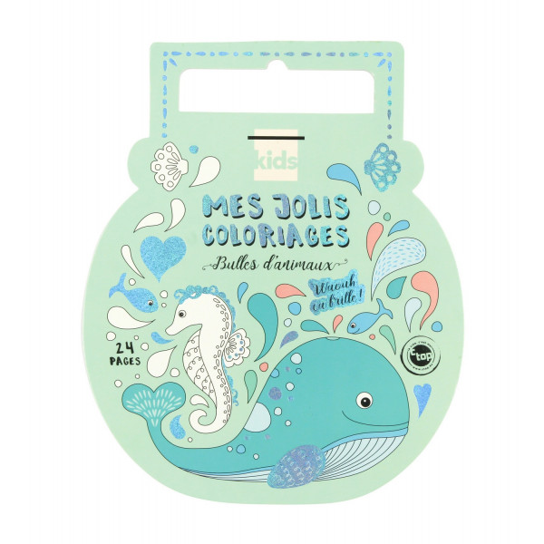 Carnet de coloriage - Animaux de la mer - Avec paillettes - 24 pages