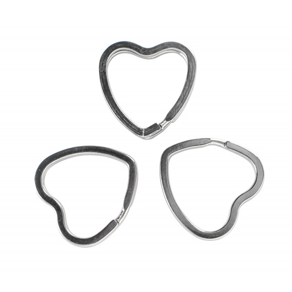 photo-Attaches pour porte-clés - Forme de cœur - Métal - Argent - 6 pièces