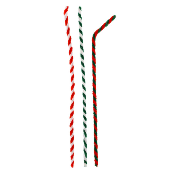 Chenilles - Loisirs créatifs - Blanc/Rouge - Vert/Rouge - 30 cm longueur