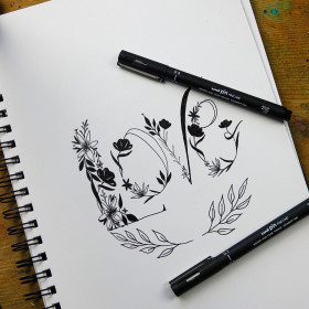 Feutres - Dessin - Ecriture - Calligraphie - Noir - Plusieurs pointes - Uni Pin