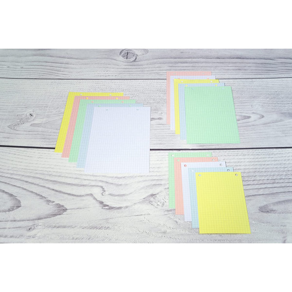 Fiches bristol - 125 x 200mm - Petits carreaux - 5X5 - Perforées - Assortiment couleur