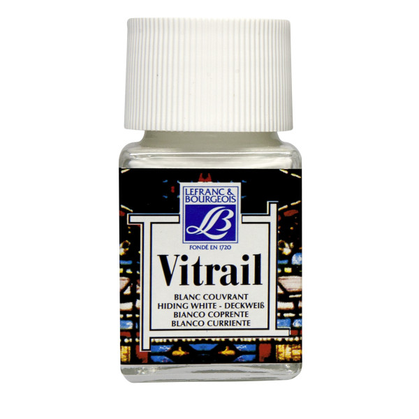 Peinture vitrail - Lefranc Bourgeois - Blanc couvrant - Flacon de 50ml