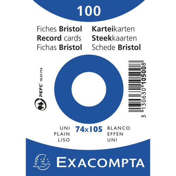 photo-Fiches bristol - Blanche - 71 x 105 mm - 100 fiches - Exacompta