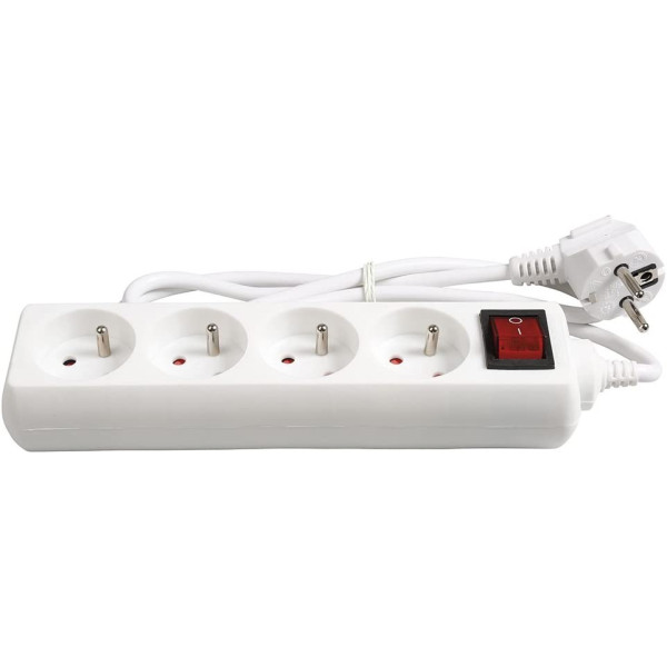 Multiprises - Rallonge - Bloc de 4 prises électriques - Avec interrupteur