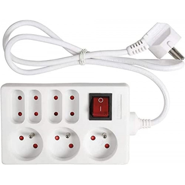 photo-Multiprises - Rallonge - Bloc de 7 prises électriques - Avec interrupteur