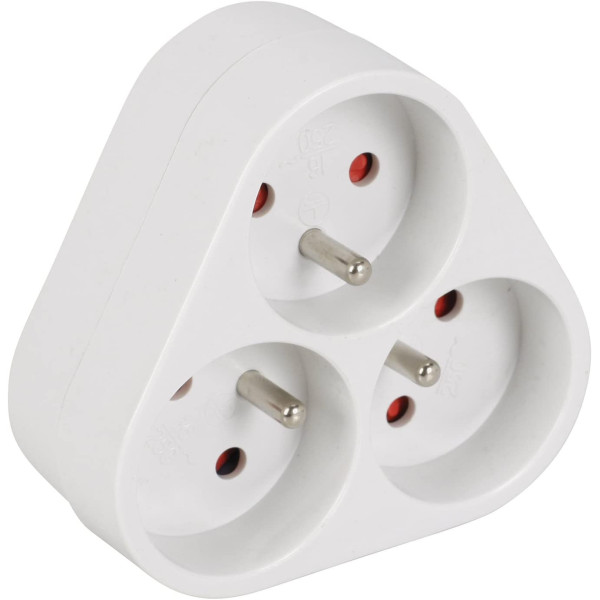 photo-Multiprises murale - Bloc de 3 prises électriques - Sans fil - Avec protection enfant