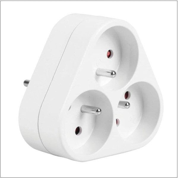 Multiprises murale - Bloc de 3 prises électriques - Sans fil - Avec protection enfant