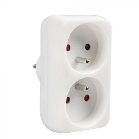 photo-Multiprises murale - Bloc de 2 prises électriques - Sans fil - Avec protection enfant