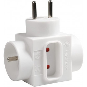 photo-Multiprises murale - Bloc de 3 prises électriques - Sans fil - Avec protection enfant