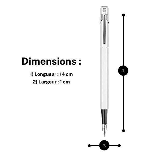 Stylo plume - Blanc - Métal - Plume moyenne - Rechargeable - Caran d'Ache - 849