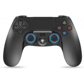 photo-Manette pour Playstation 4 - Sans fil - Bluetooth - Rechargeable - USB - Noir et bleu