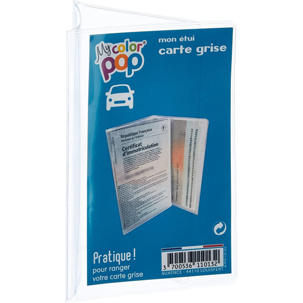 photo-Etui pour carte grise - Plastique - Transparent - 3 volets - Color Pop