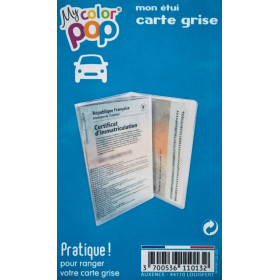 Etui pour carte grise - Plastique - Transparent - 3 volets - Color Pop