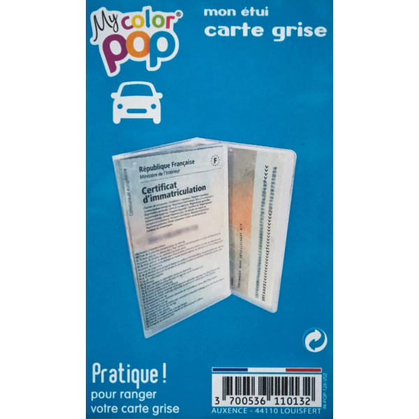 Etui pour carte grise - Plastique - Transparent - 3 volets - Color Pop