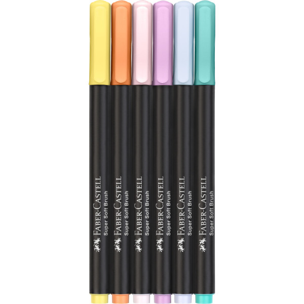 6 feutres de coloriage - Tous supports - Couleur pastel - Faber-Castell - Black Edition