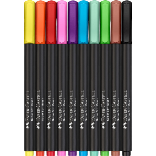 10 feutres de coloriage - Tous supports - Couleur vives - Faber-Castell - Black Edition