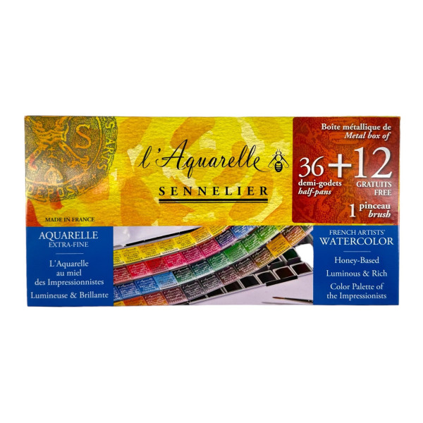 photo-Peinture aquarelle - Extra-fine - Sennelier - L'Aquarelle - 36 + 12 demi godets