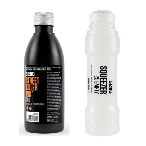 Grog - Encre - Noir - Street killer ink ski 200 + Marqueur - Squeezer 25 FMP - Vide