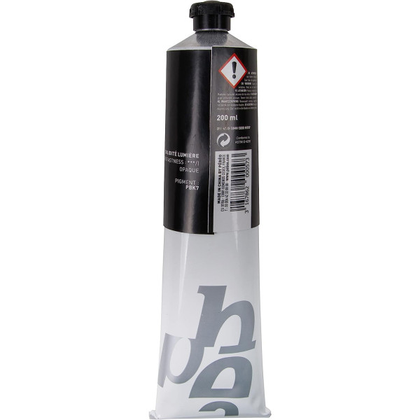 Tube de peinture à l'huile - Fine - Noir intense - 200ml - Pébéo