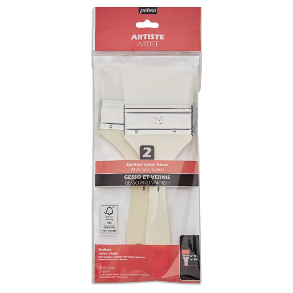 2 spalters large - Gesso et vernis - Fibres synthétiques  - Manche court - Pébéo