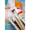 4 pinceaux - Plat - Rond - Acrylique et huile - Fibres naturelles - Manche long - Pébéo